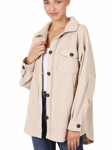 OVERSIZED BASIC FLEECE SHACKET