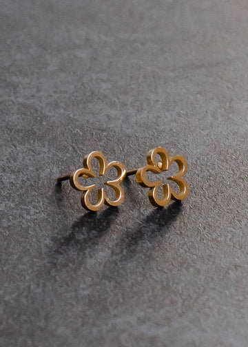 Gold Flower Stud Earrings