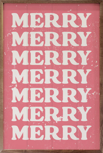 White Merry Repeat On Pink