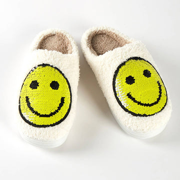 Yellow Smile Sequin Indoor Slippers