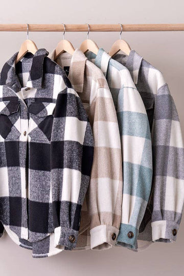 PLAID FLANNEL BUTTON DOWN JACKET