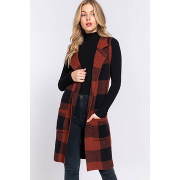 BUFFALO PLAID JACQUARD SWEATER VEST