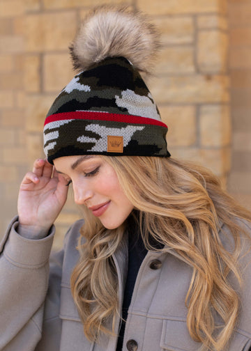 Green Camo w/ Red Stripe Hat