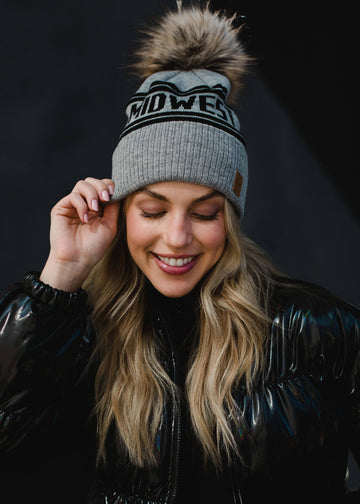 Gray & Black Midwest Pom Hat