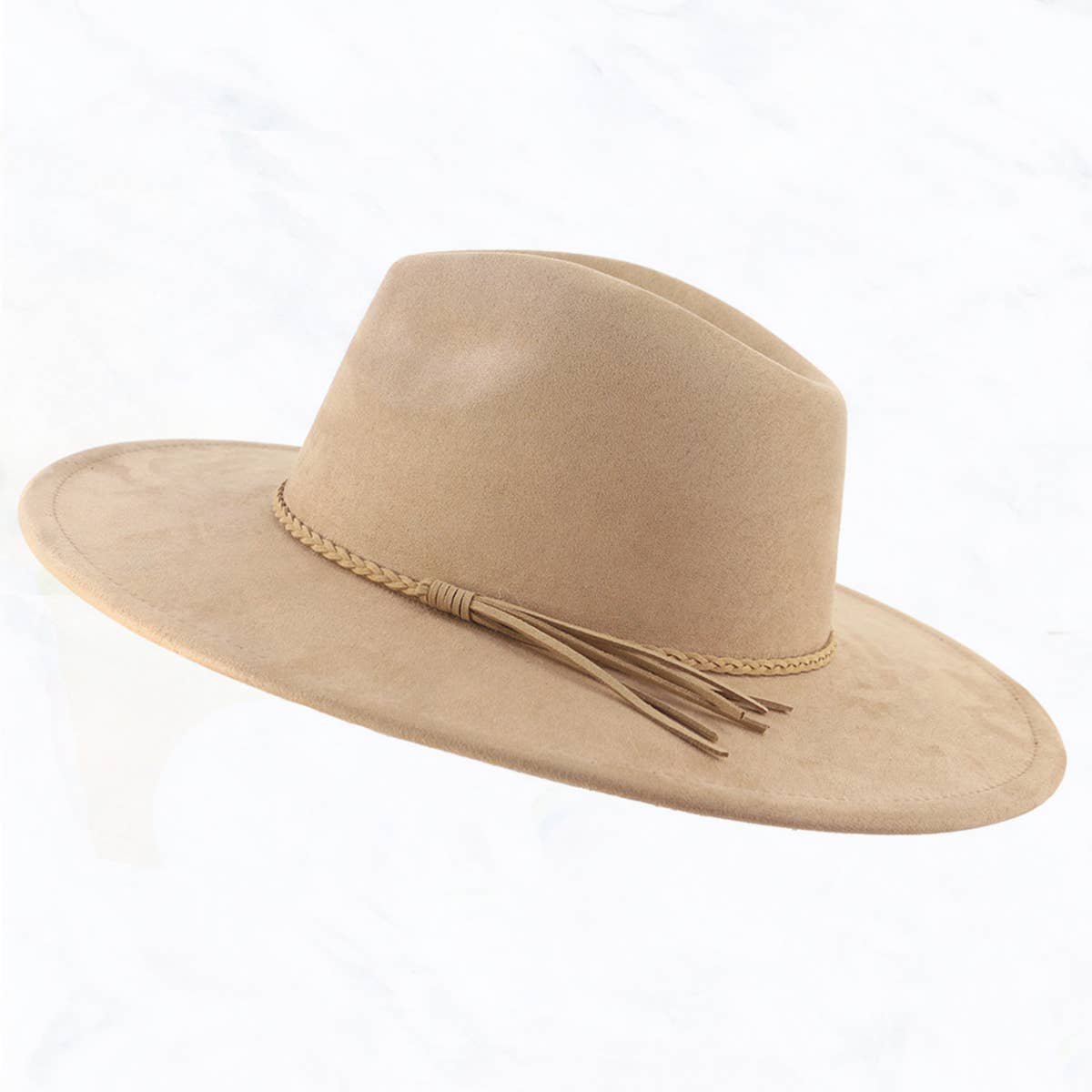 Suede Belt, Large Eaves Peach Top Suede Fedora Hat