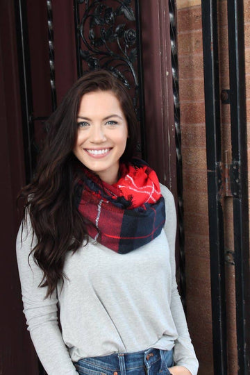 Red Plaid Infinity Scarf