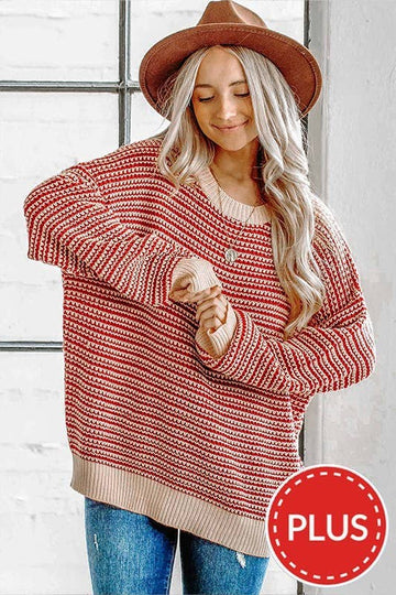 Stripe Pattern Christmas Sweater Top